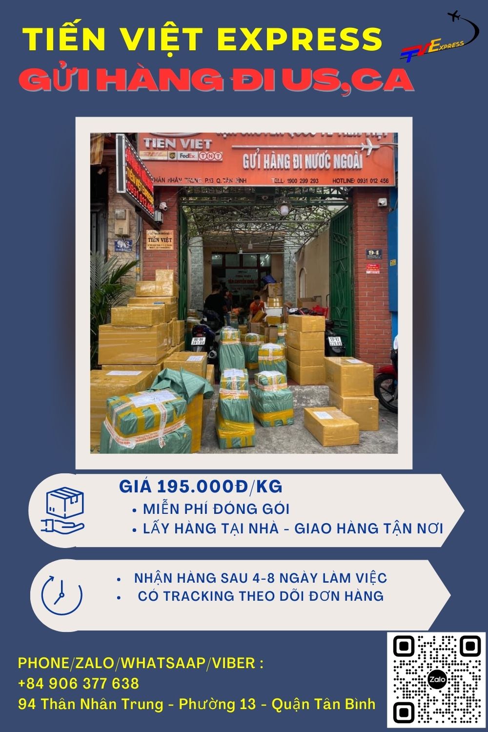 Gửi hàng đi Mỹ, Canada.